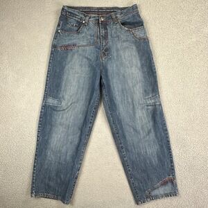 VTG Y2K Russo & Rucci Baggy Wide Leg Jeans Men 36x32 Blue Hip Hop Skater Grunge